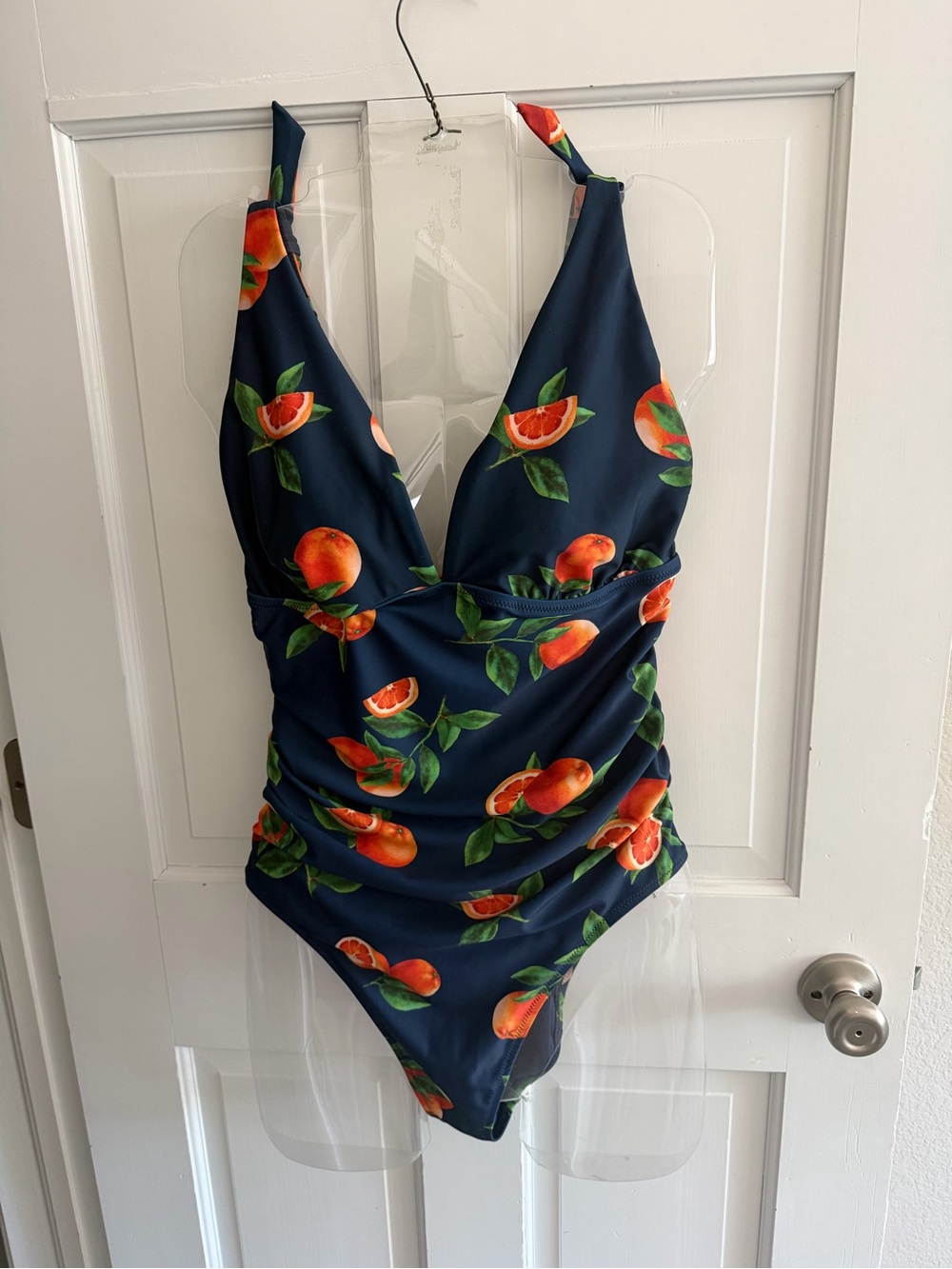 NWOT Navy citrus Print One-Piece womens xl Swim Suit